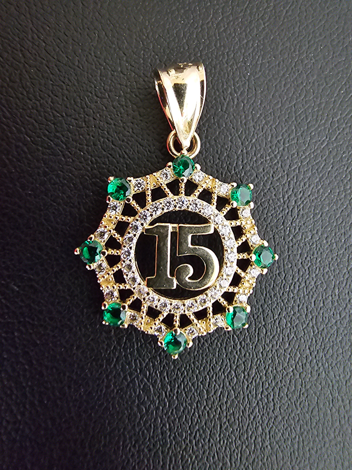 14k Solid Gold Sweet Fifteen Pendant