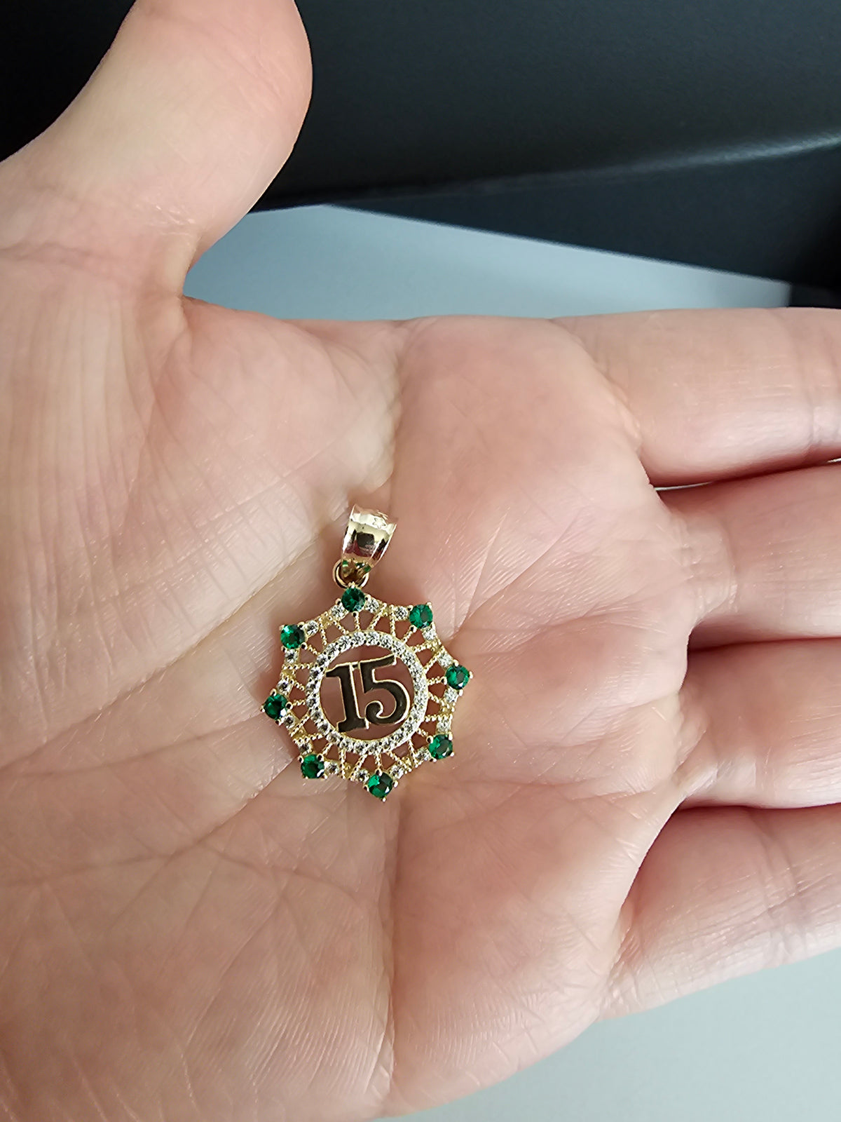14k Solid Gold Sweet Fifteen Pendant