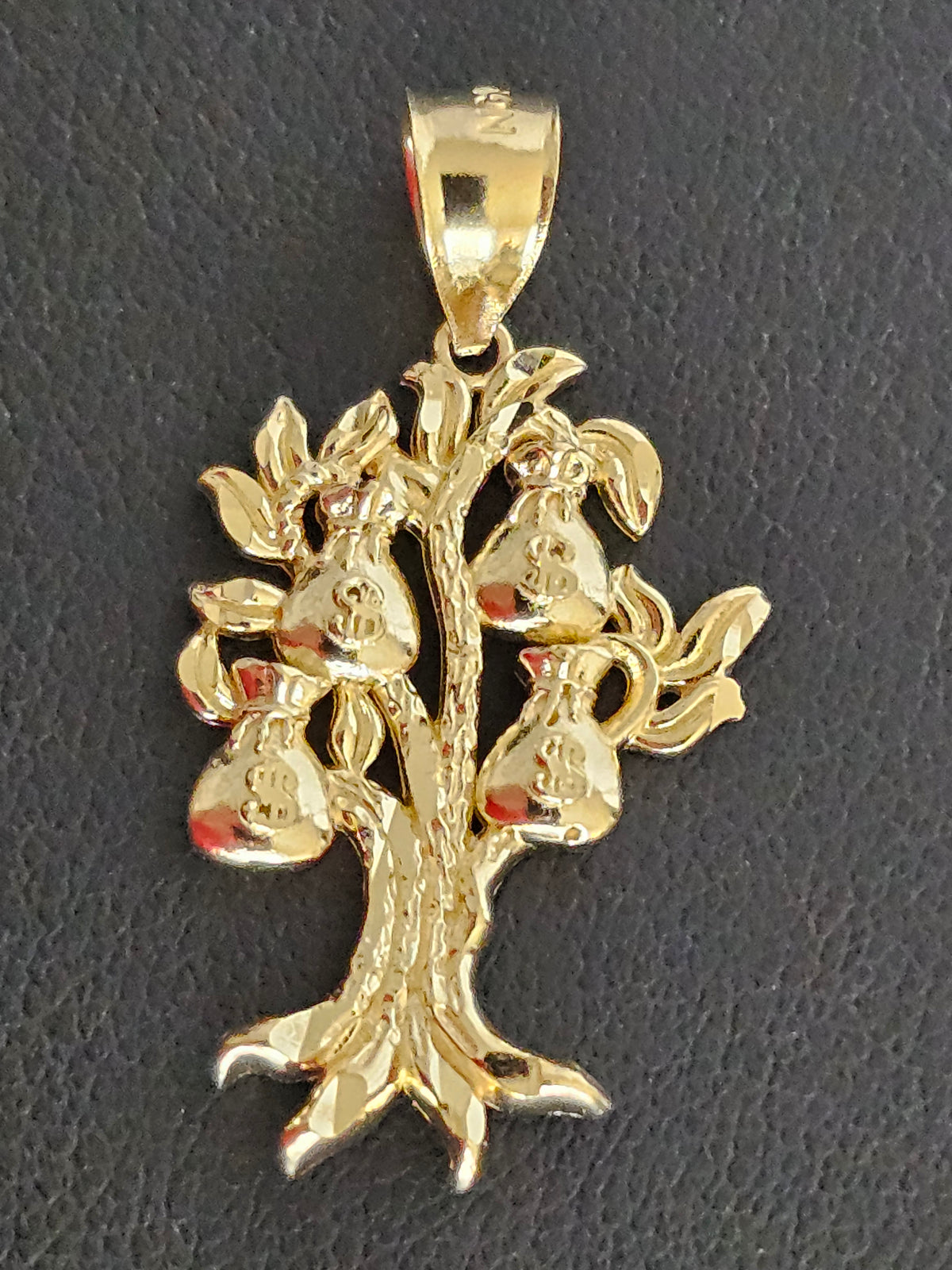 14k Solid Gold Money Tree Pendant