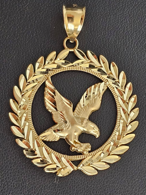 14k Solid Gold American Eagle Pendant