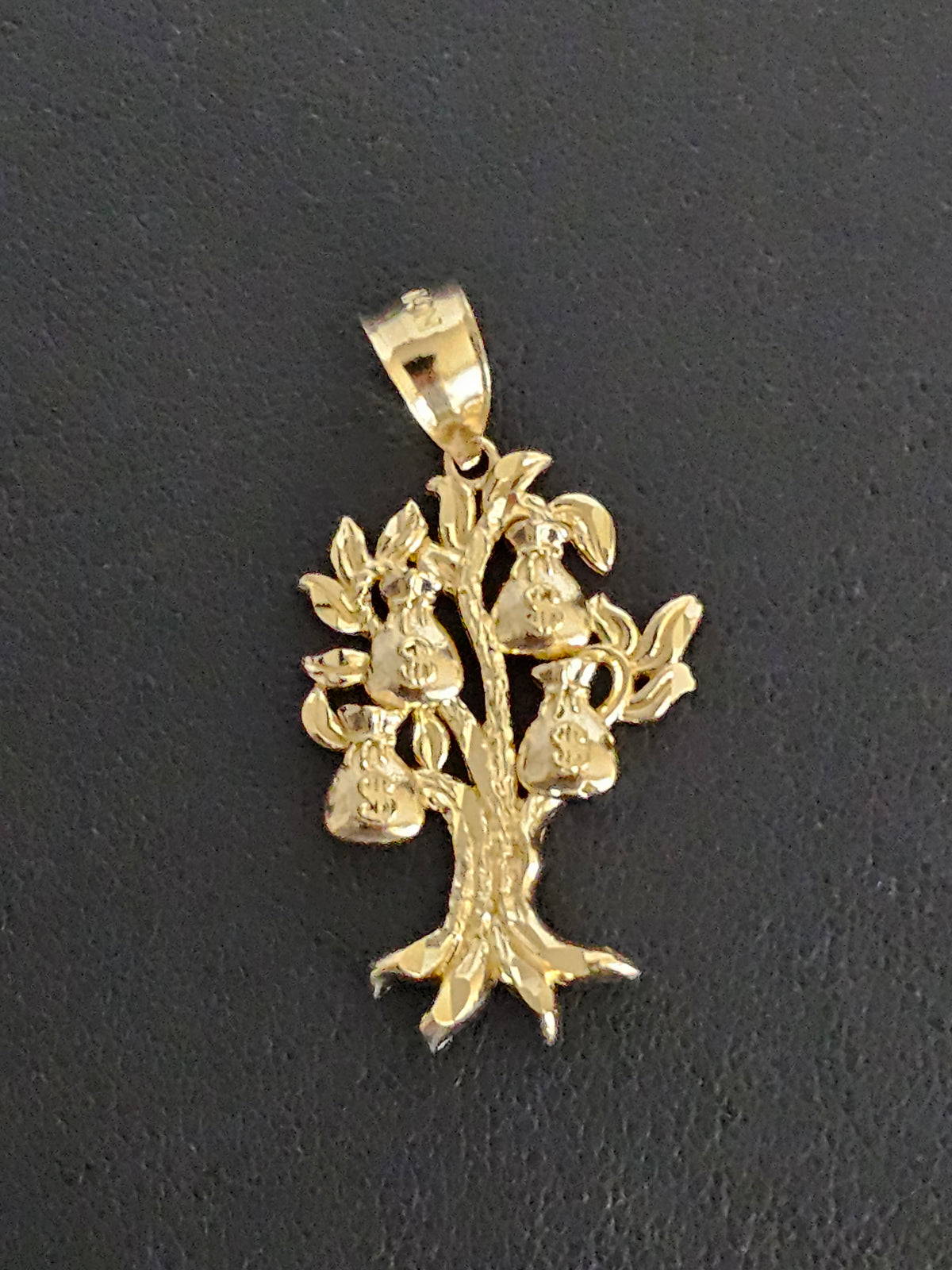 14k Solid Gold Money Tree Pendant