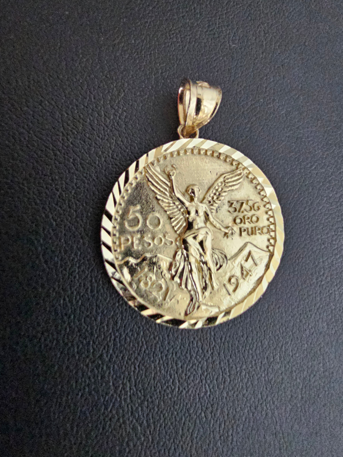 14k Solid Gold Centenario Pendant