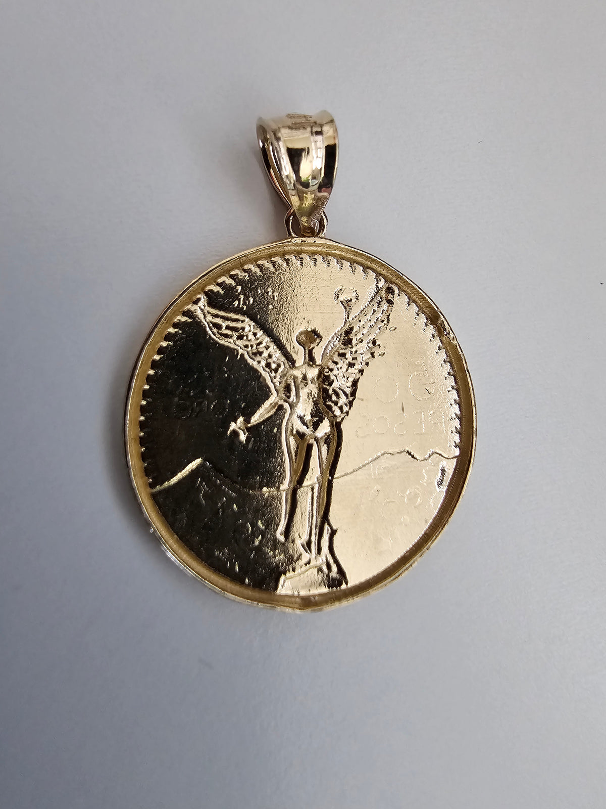 14k Solid Gold Centenario Pendant