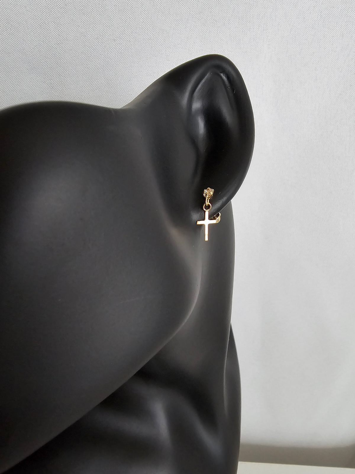 14k Gold Hanging Cross Earrings