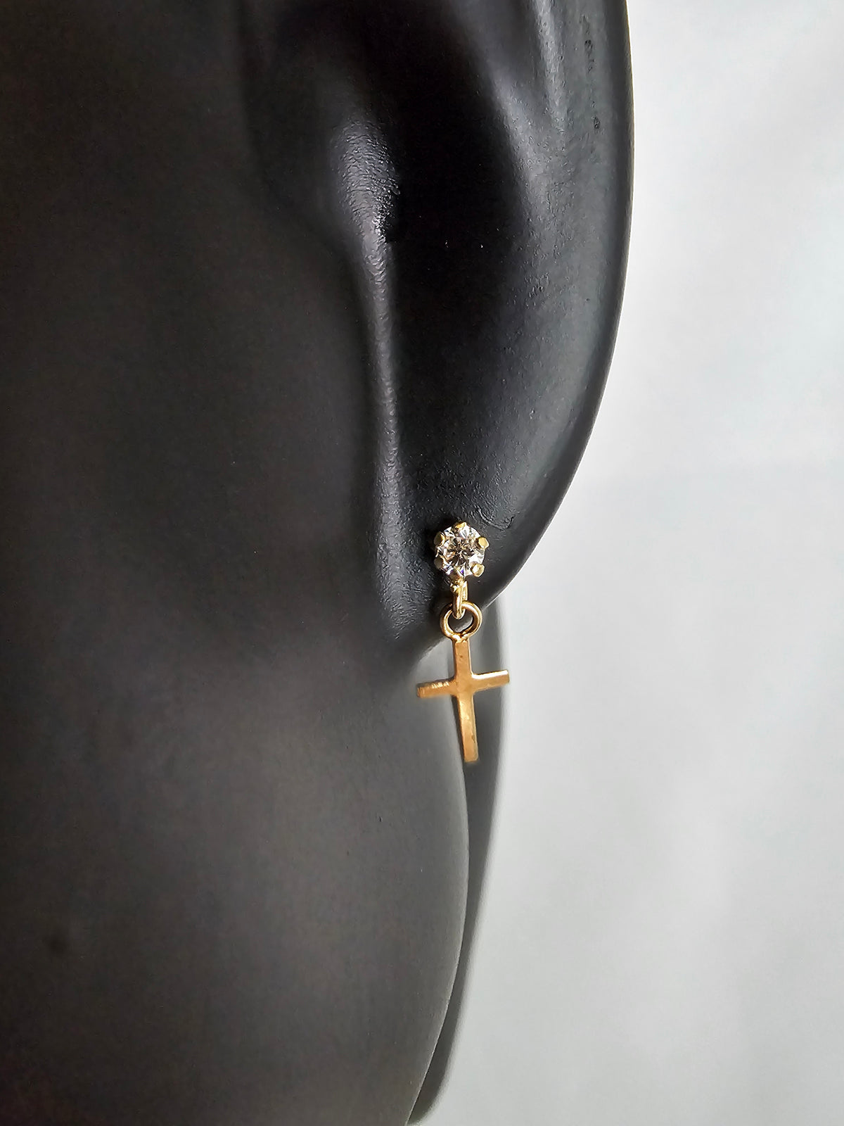 14k Gold Hanging Cross Earrings