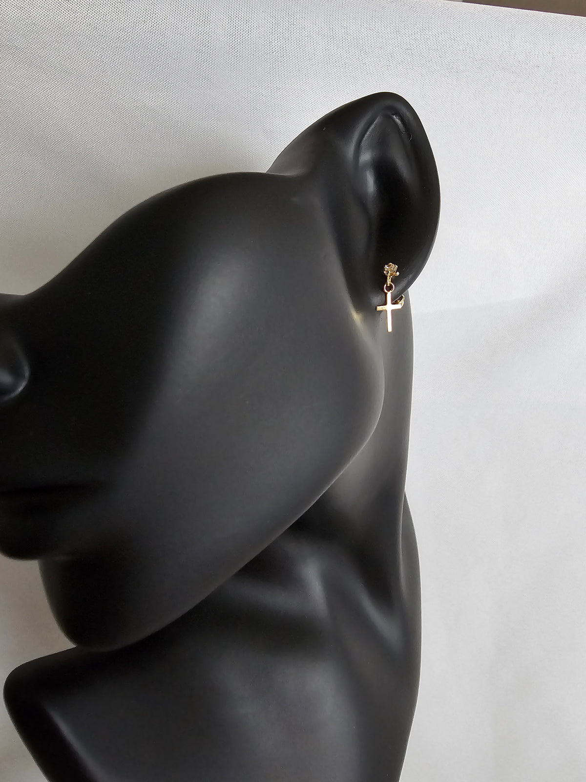14k Gold Hanging Cross Earrings