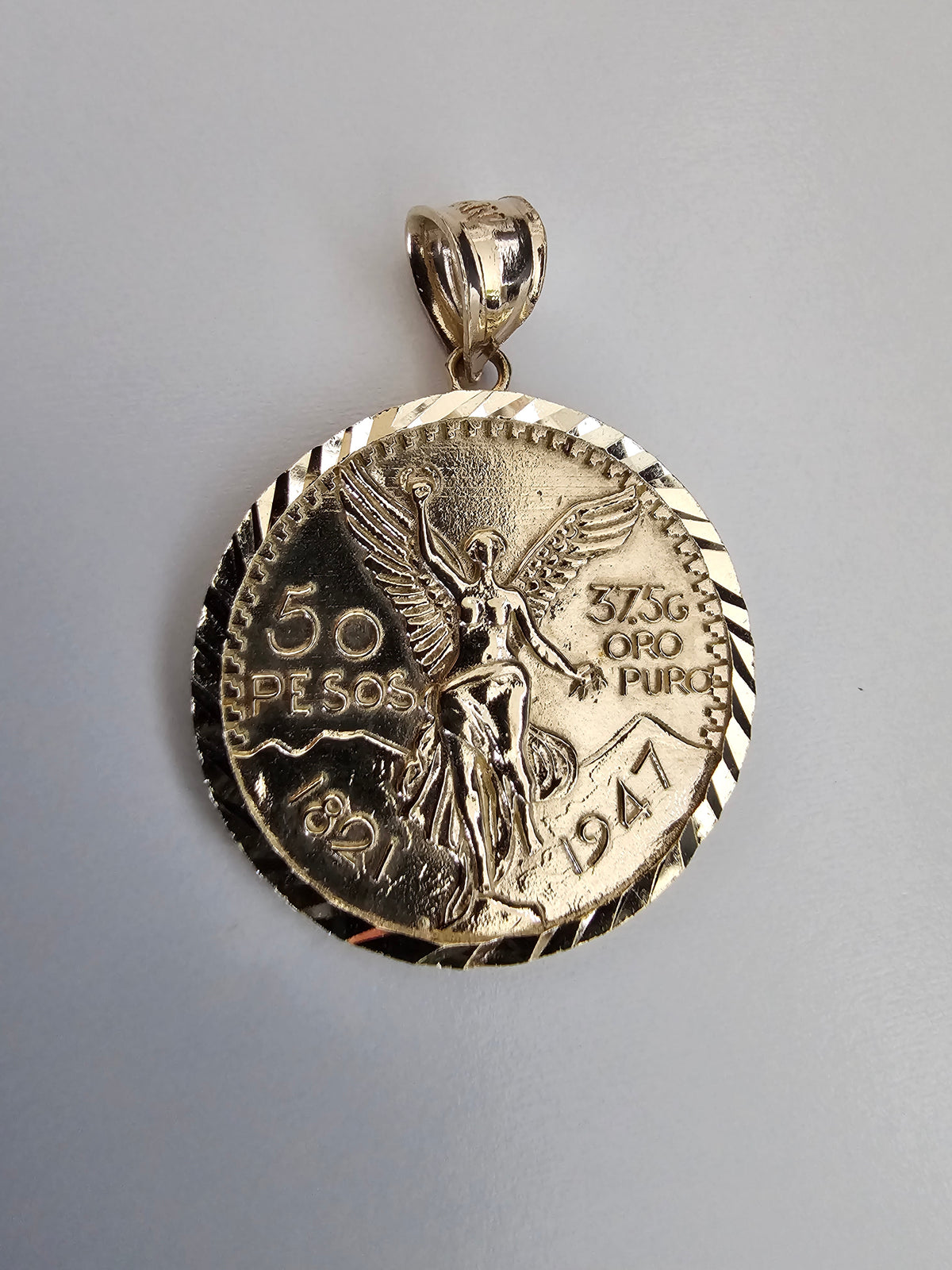 14k Solid Gold Centenario Pendant