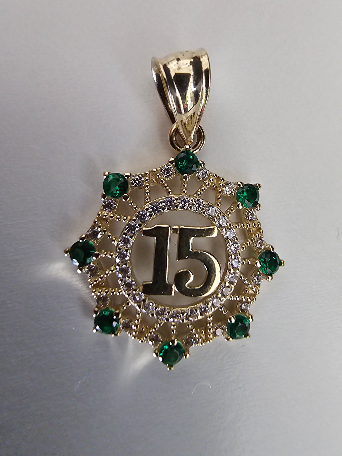 14k Solid Gold Sweet Fifteen Pendant